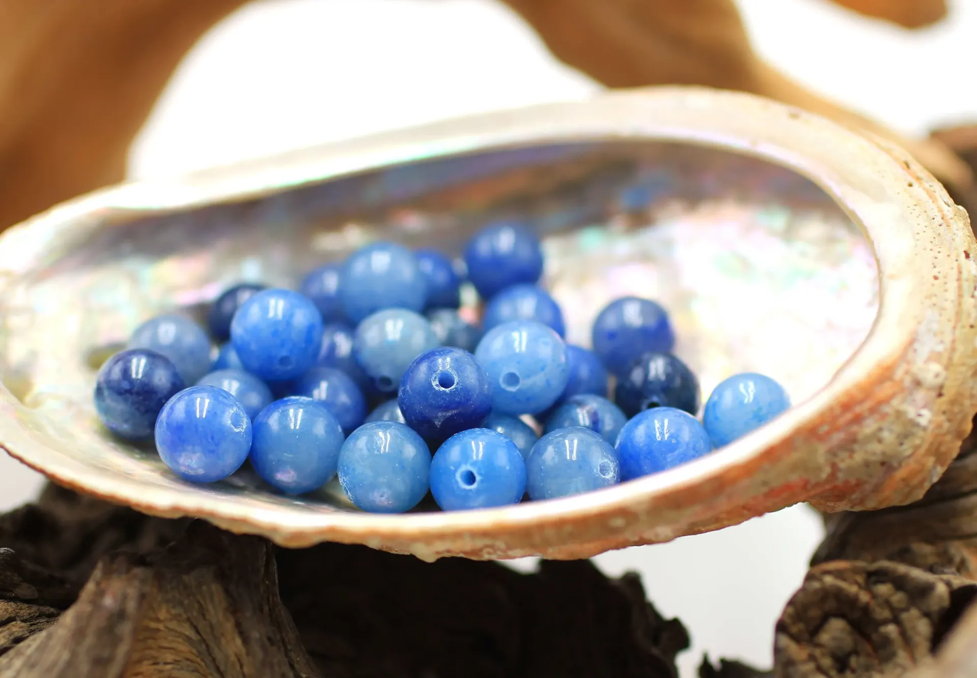 Perle 8mm en Quartz bleu