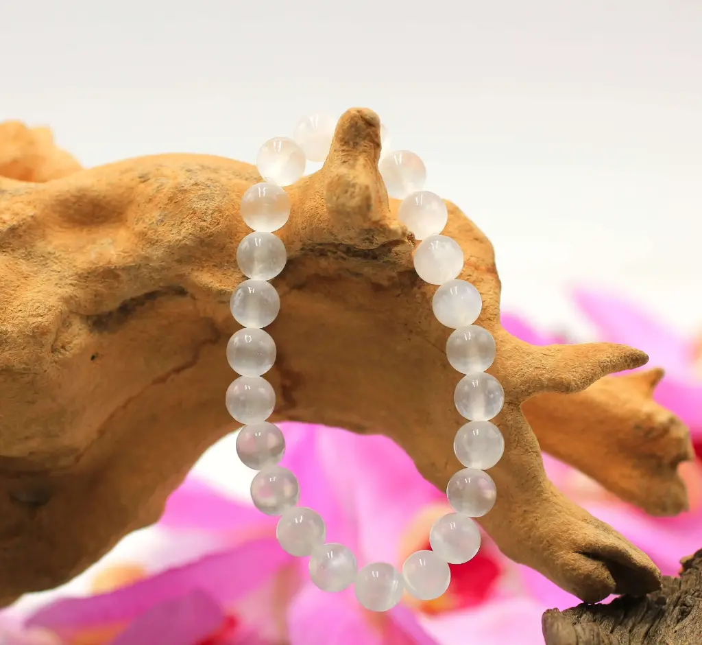 Bracelet en perles 8mm en Sélénite