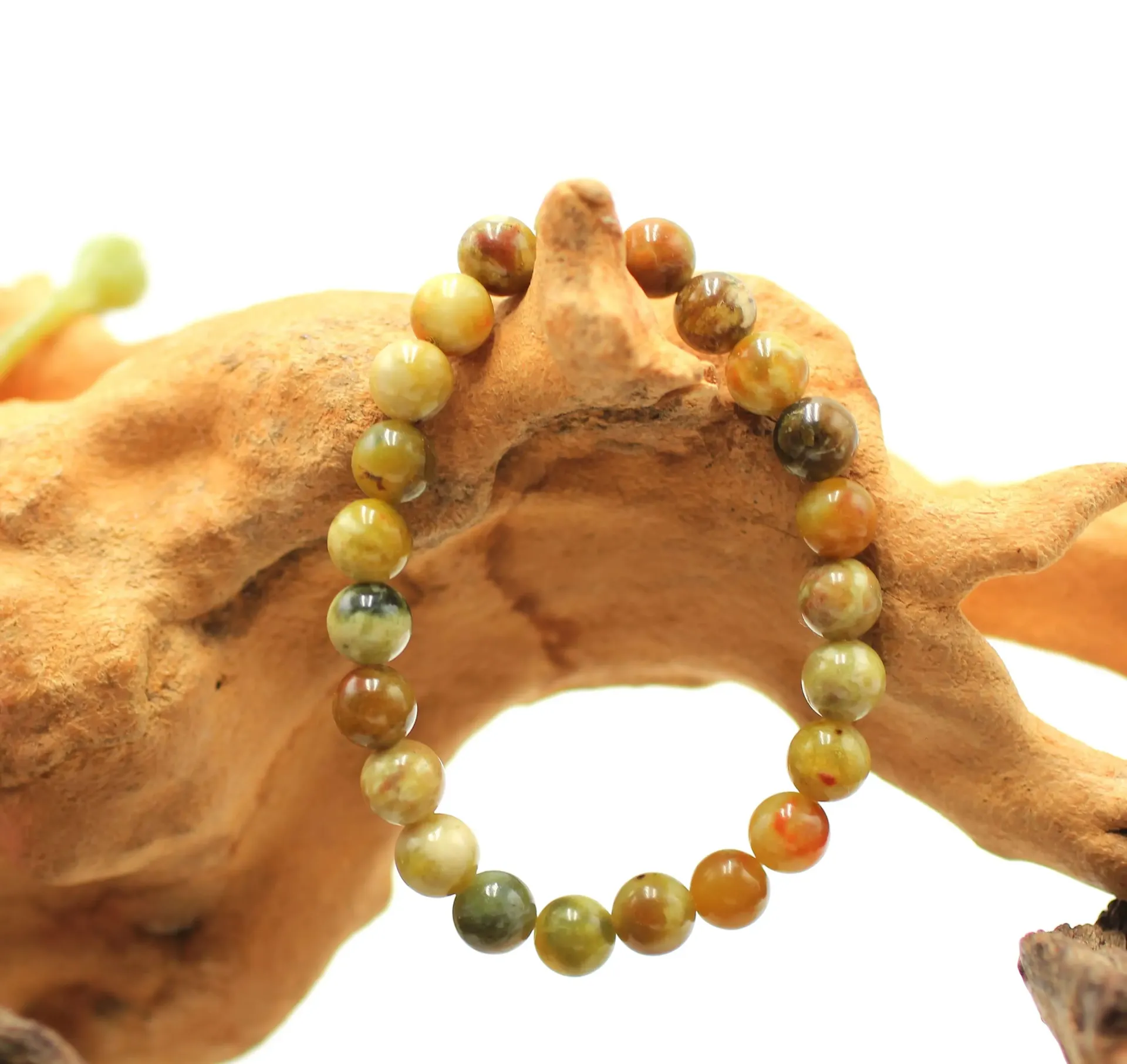 Bracelet en perles 8mm en Serpentine de Chine