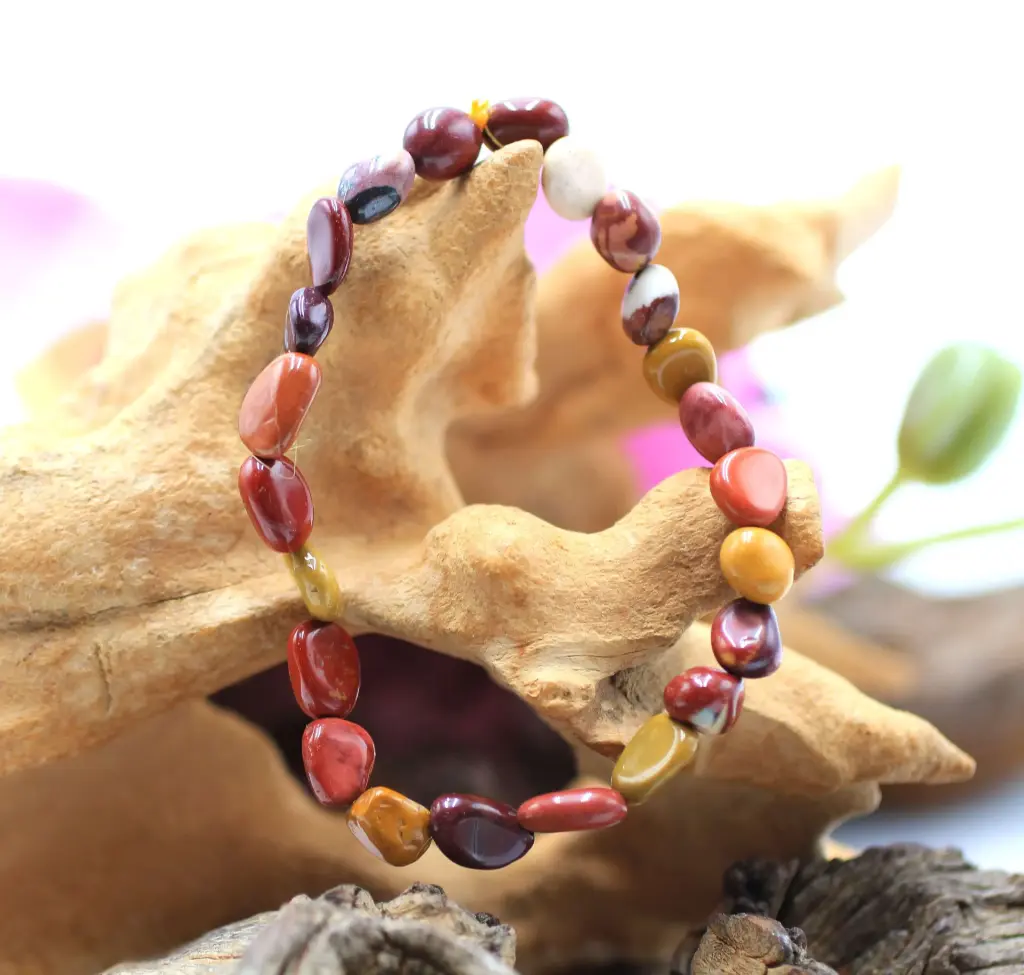 Bracelet en perles asymétriques en Jaspe mokaïte