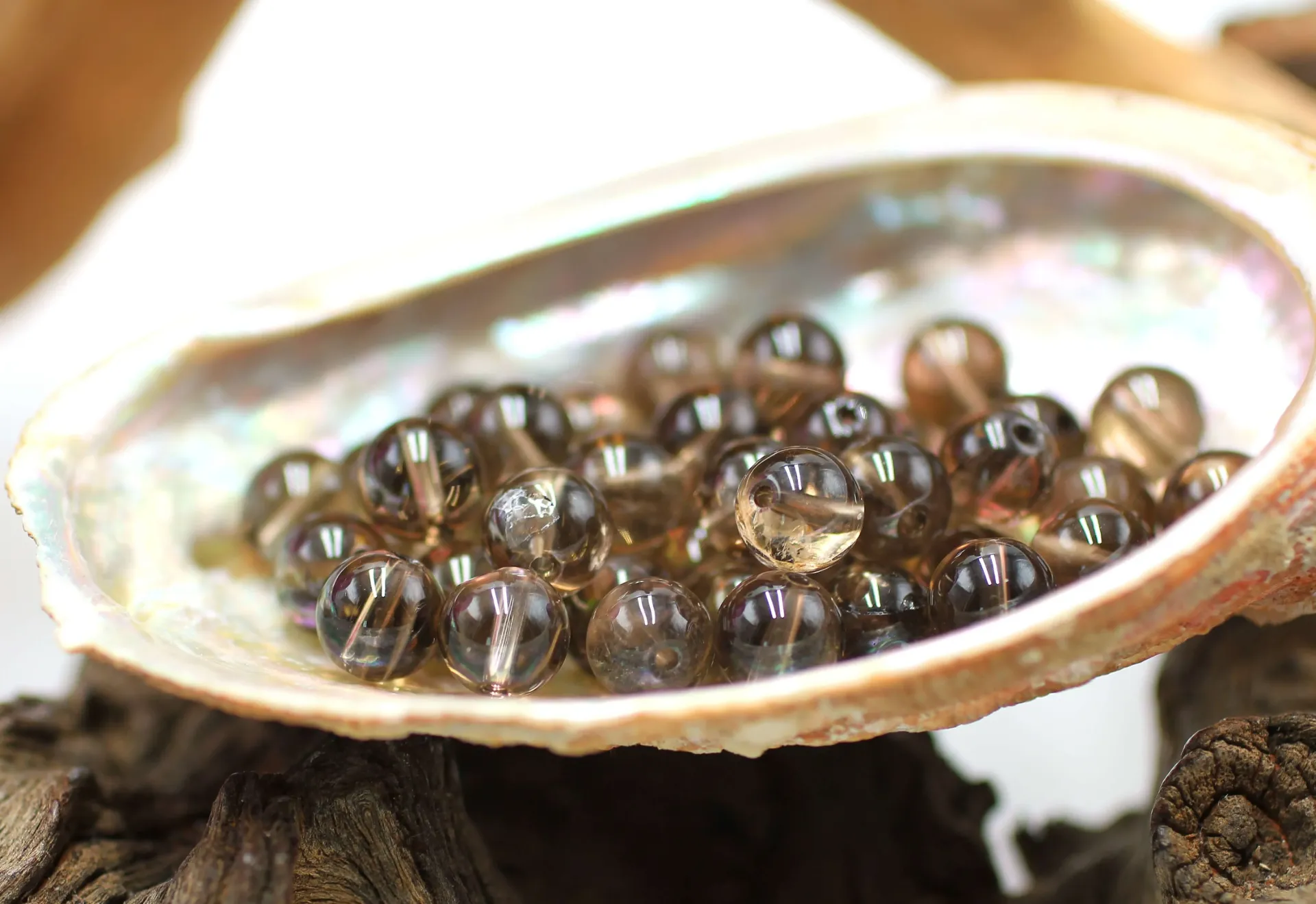 Perle 8mm en Quartz fumé