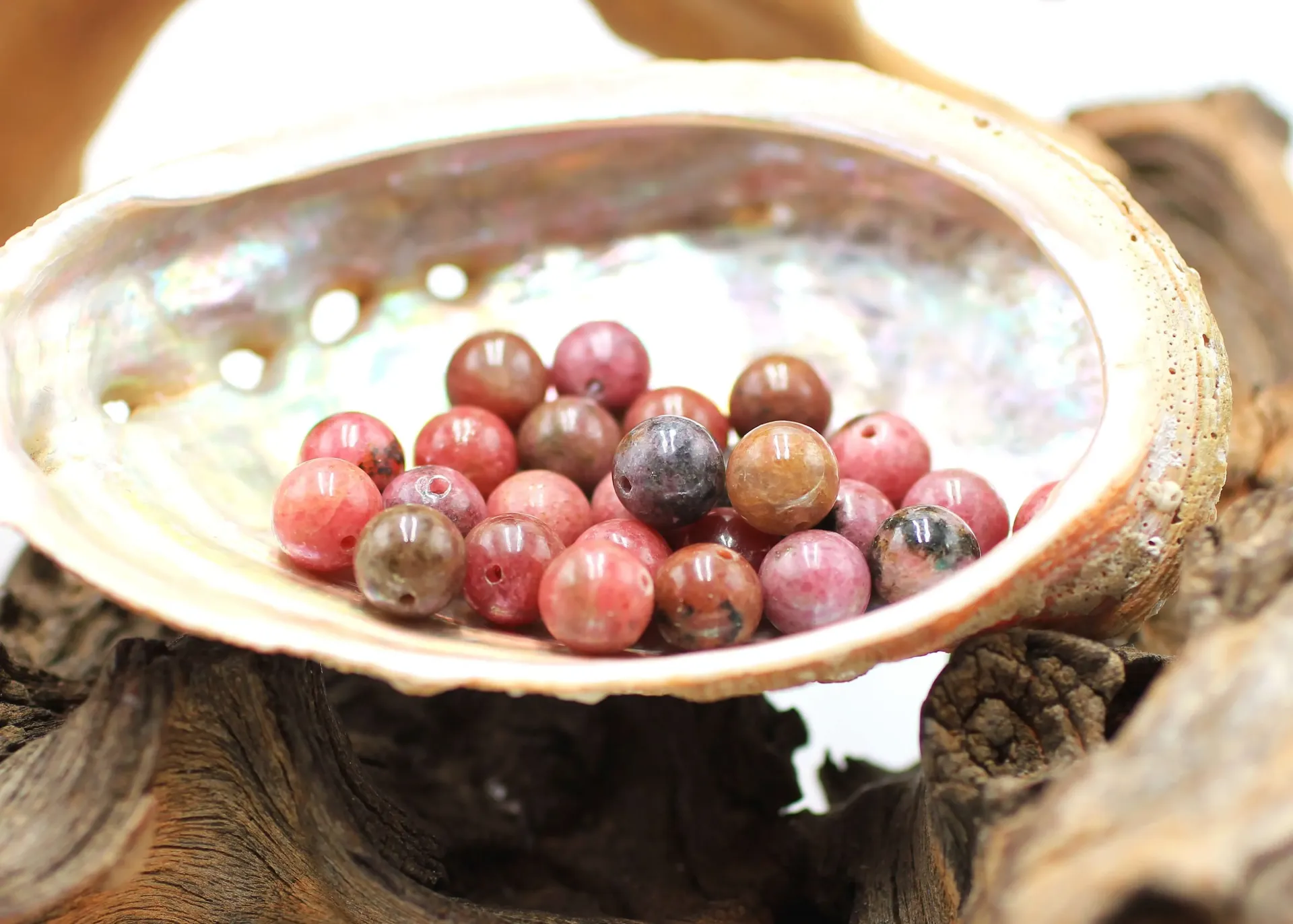 Perle 8mm en Rhodonite du Brésil