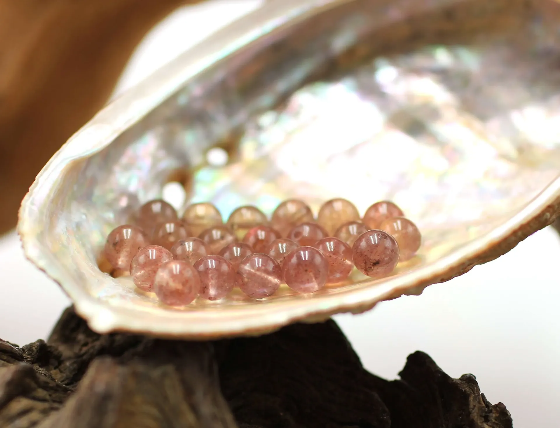 Perle 6mm en Quartz hématoïde "fraise"