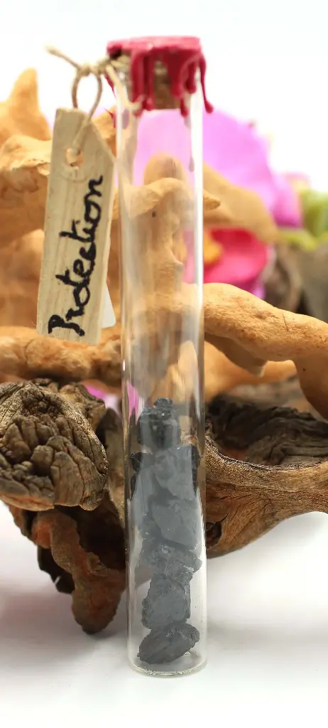 Fiole programmée énergétiquement en Tourmaline noire "Protection"