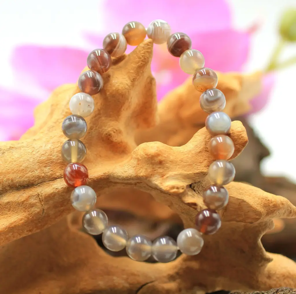 Bracelet en perles 8mm en Agate du Botswana