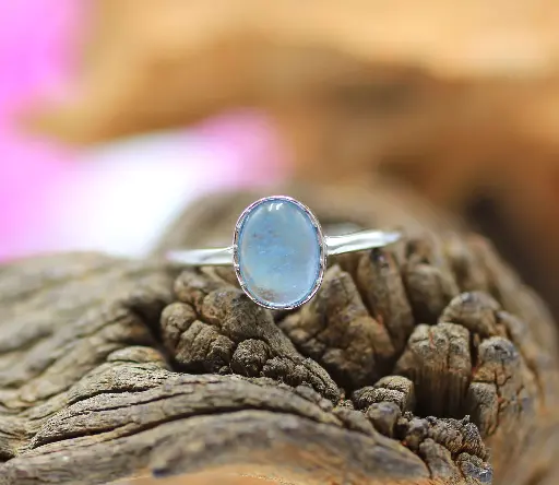 Bague réglable en Argent 925 et en Aigue-Marine