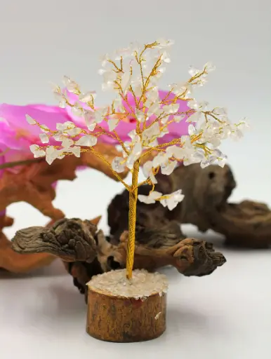 Arbre de vie en Cristal de roche sur Bois