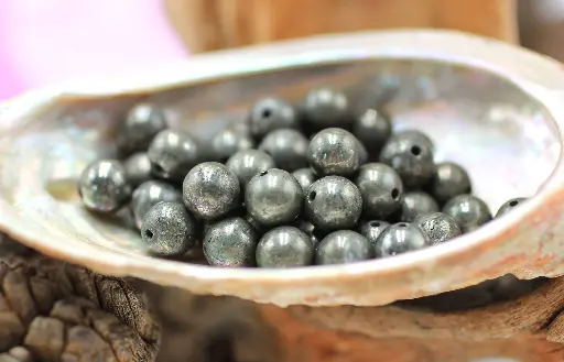 Perle 8mm en Pyrite grise