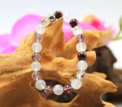 Bracelet en perles 8mm Cacoxénite et Péristérite