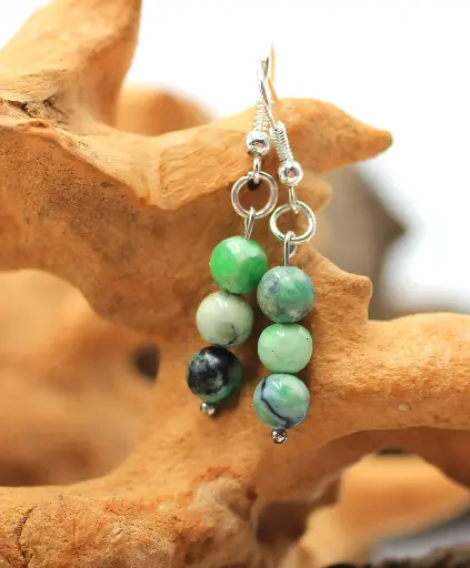Boucles d'oreille en perles 6mm en Variscite