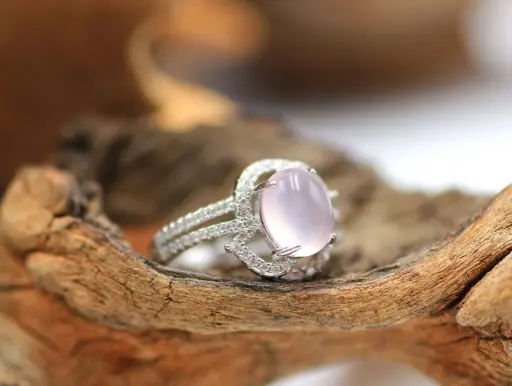 Bague réglable en Argent 925 en Quartz rose