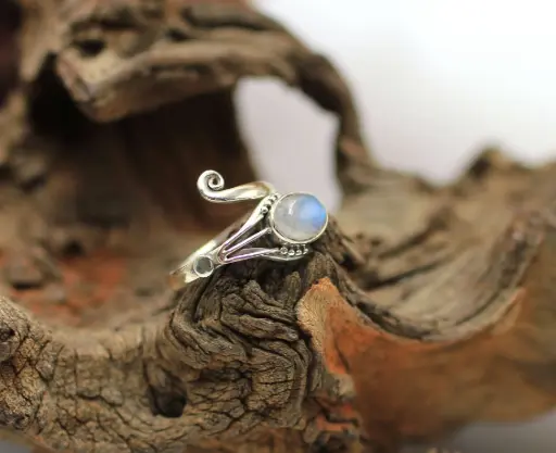 Bague réglable en Argent 925 et en Péristérite