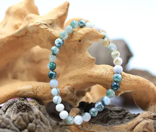Bracelet en perles 6mm en Agate arbre