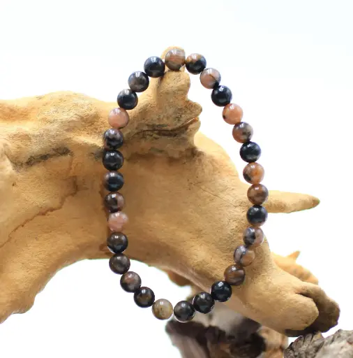 Bracelet en perles 6mm en Chiastolite (Andalousite)