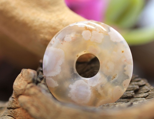 Pendentif donut en Agate fleur de cerisier