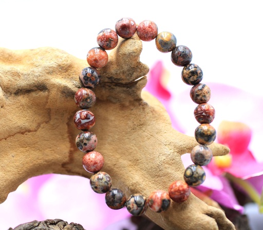 Bracelet en perles 8mm en Jaspe léopard