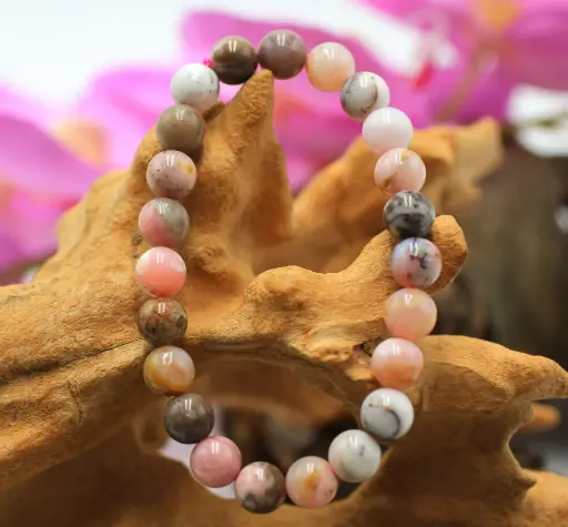 Bracelet en perles 8mm en Opale rose
