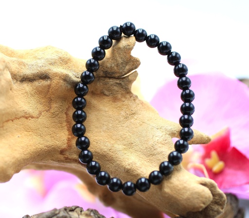 Bracelet en perles 6mm en Obsidienne noire