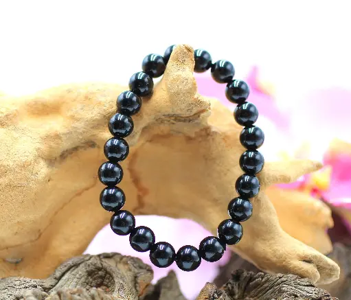 Bracelet en perles 8mm en Obsidienne noire
