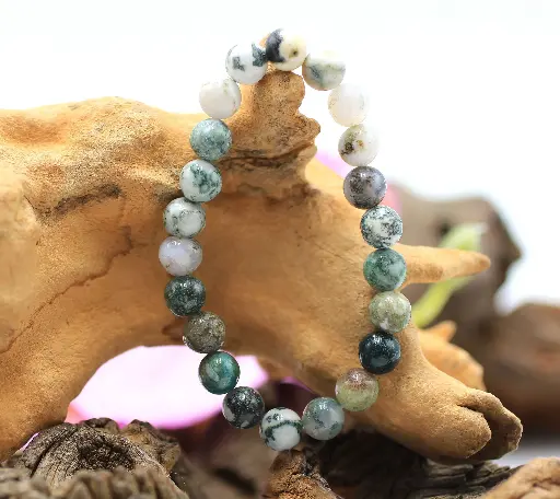 Bracelet en perles 8mm en Agate arbre