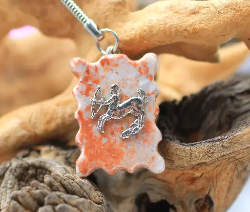 Porte-clé en Stéatite et signe Sagittaire