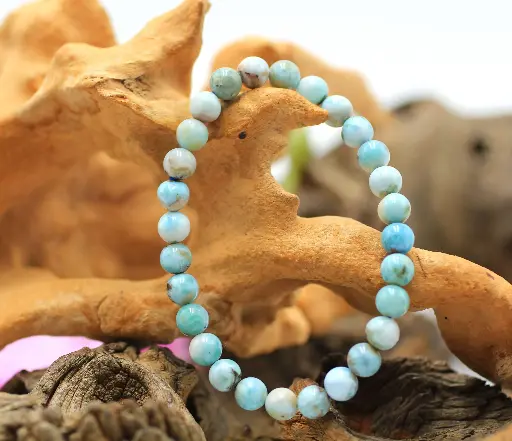 Bracelet en perles 6mm en Larimar