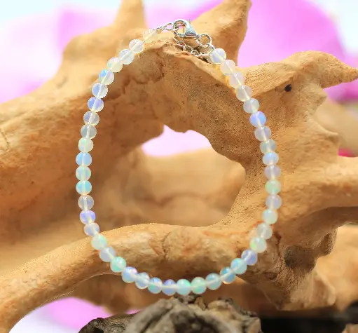 Bracelet avec fermoir en Opale noble blanche Welo
