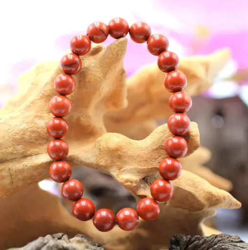 Bracelet en perles 8mm  en Jaspe rouge