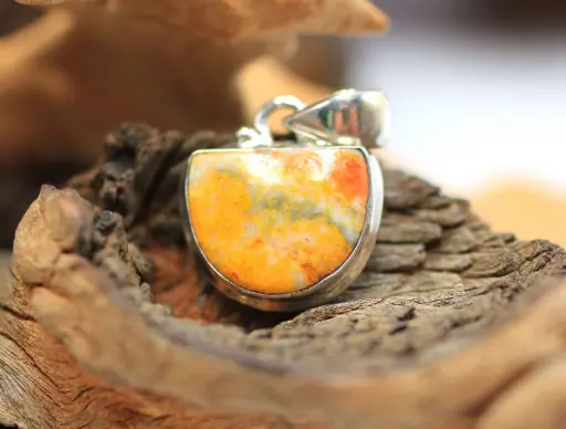 Pendentif en Argent 925 et Jaspe bourdon