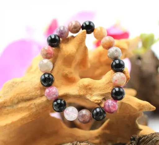 Bracelet en perles 10mm en Tourmaline multicolore