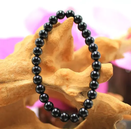 Bracelet en perles 6mm en Tourmaline noire