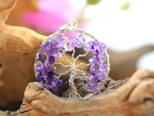 Pendentif Arbre de vie en Améthyste