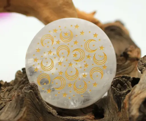 Disque en Cristal de roche et Symbole Ciel étoile