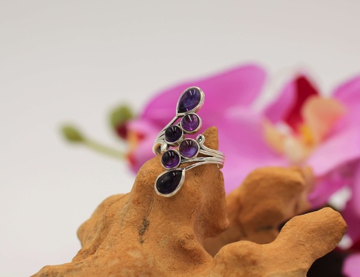Bague réglable en Argent 925 et Améthyste