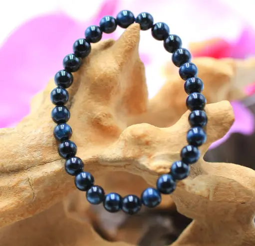 Bracelet en perles 6mm en Œil de faucon