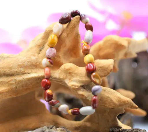 Bracelet en perles asymétriques en Jaspe mokaïte
