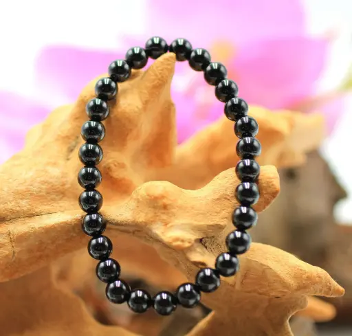 Bracelet en perles 6mm en Spinelle noire