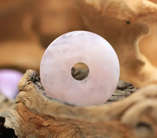 Pendentif donut en Quartz rose